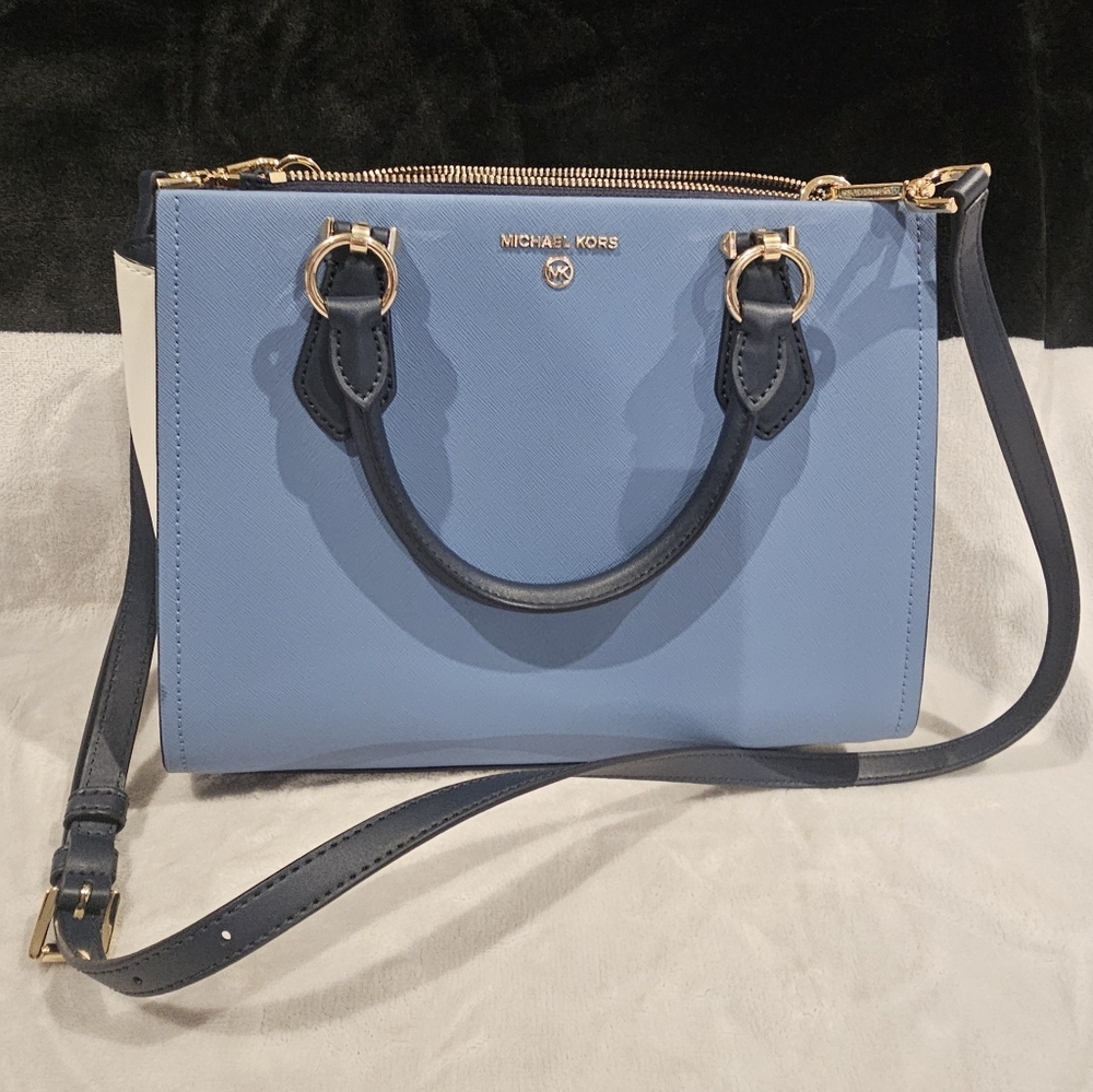 Michael Kors Light Blue and Navy Satchel